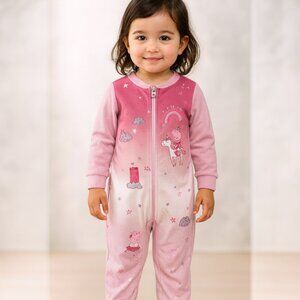 Peppa Pig Unicorn Dreams Jumpsuit Pajama – Pink Zip-Up One-Piece